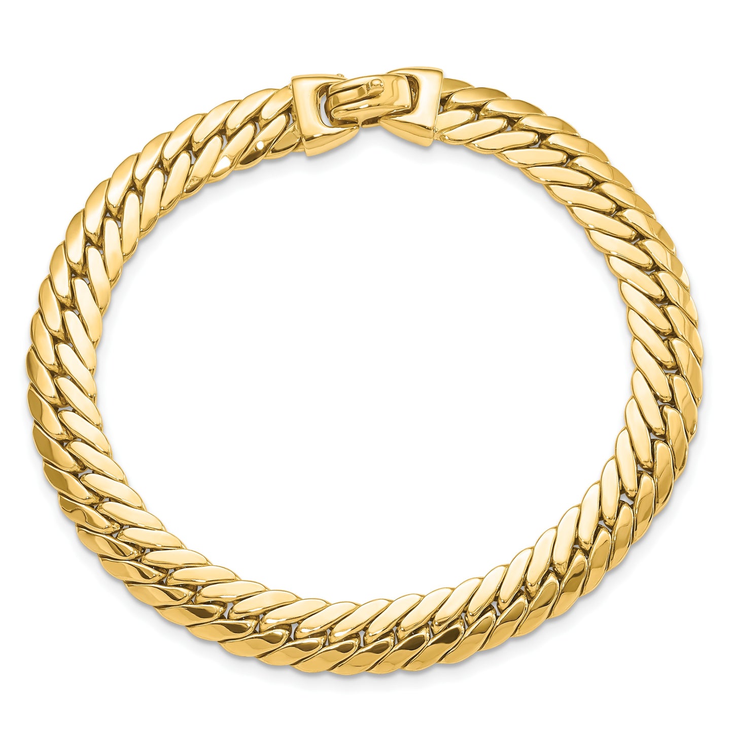 14k Polished 7.4mm Large Snake Chain 7.5 inch Bracelet