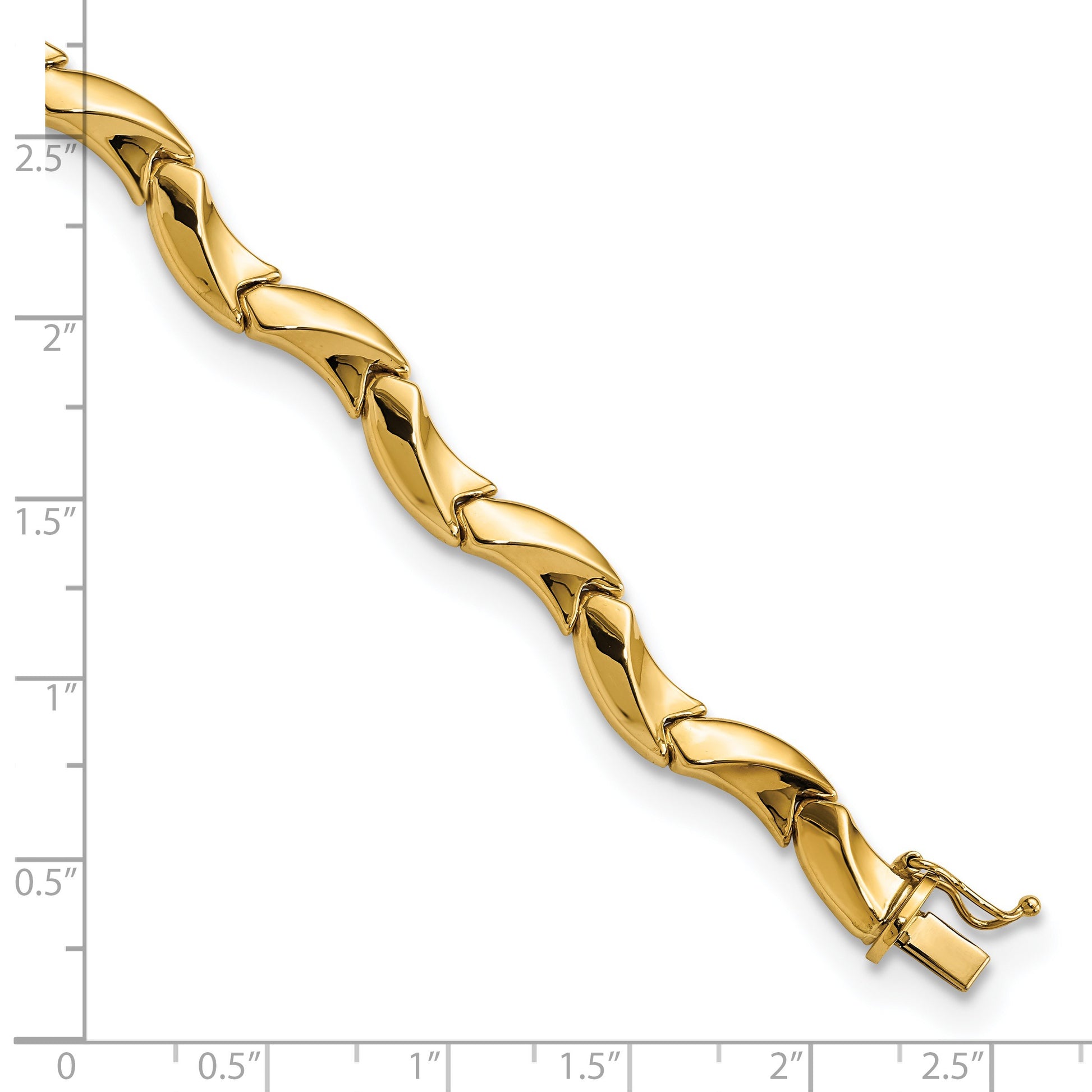 14K Polished 7.25mm Fancy Wavy Link 7.5 inch Bracelet