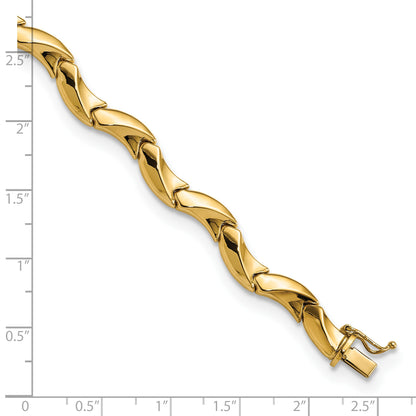 14K Polished 7.25mm Fancy Wavy Link 7.5 inch Bracelet