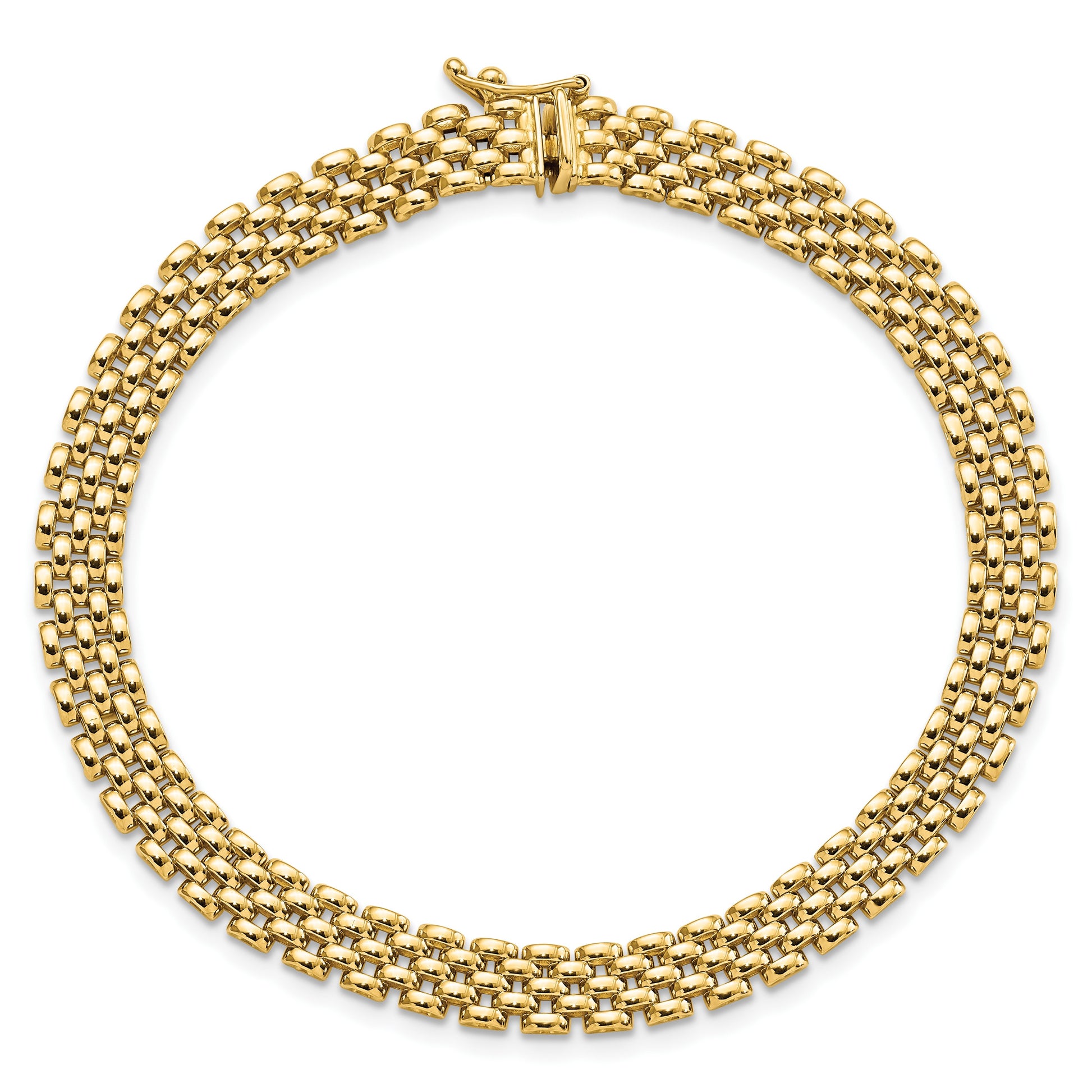 14k Polished 6mm Panther Link 7.5 inch Bracelet