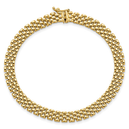 14k Polished 6mm Panther Link 7.5 inch Bracelet