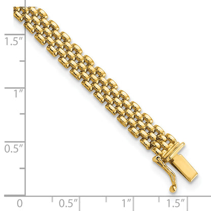 14k Polished 6mm Panther Link 7.5 inch Bracelet