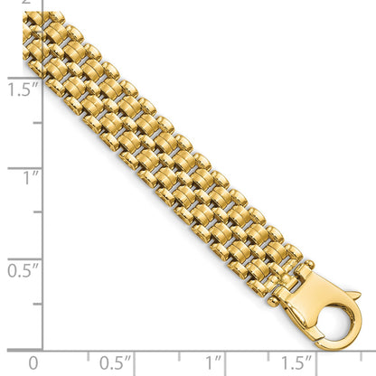 14K Brushed and Polished 8.5mm Basket Weave Pattern 7.5 inch Bracelet