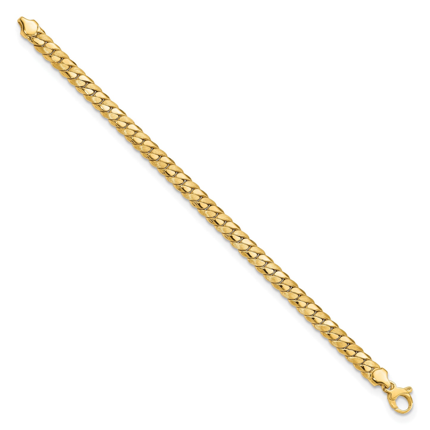 14k Satin and Polished 6.5mm Fancy Curb Link 7.75 inch Bracelet