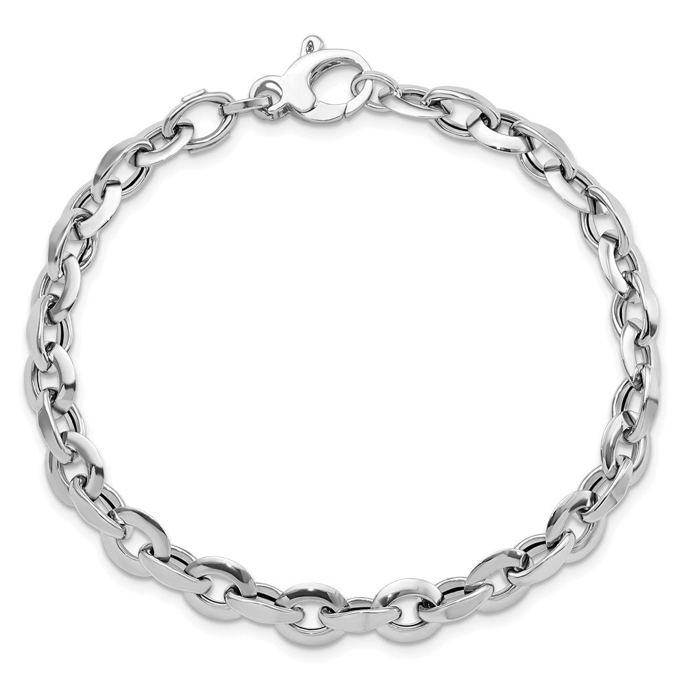 14K White Polished Fancy Link Bracelet