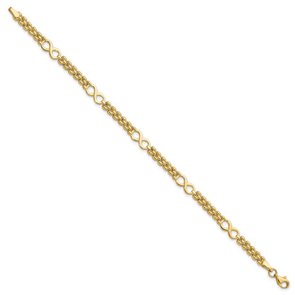 14K Polished Infinity Symbol and Fancy Link 5-Station 7.5 inch Bracelet
