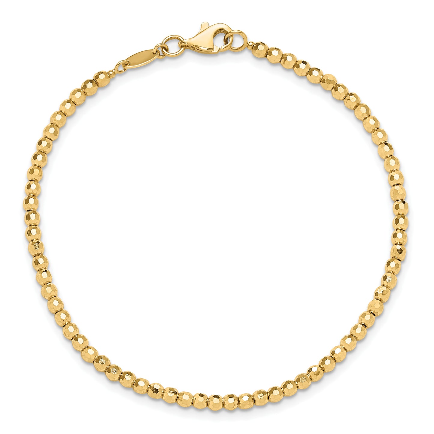 14K Polished and Diamond-cut Beaded 7.25 inch Bracelet