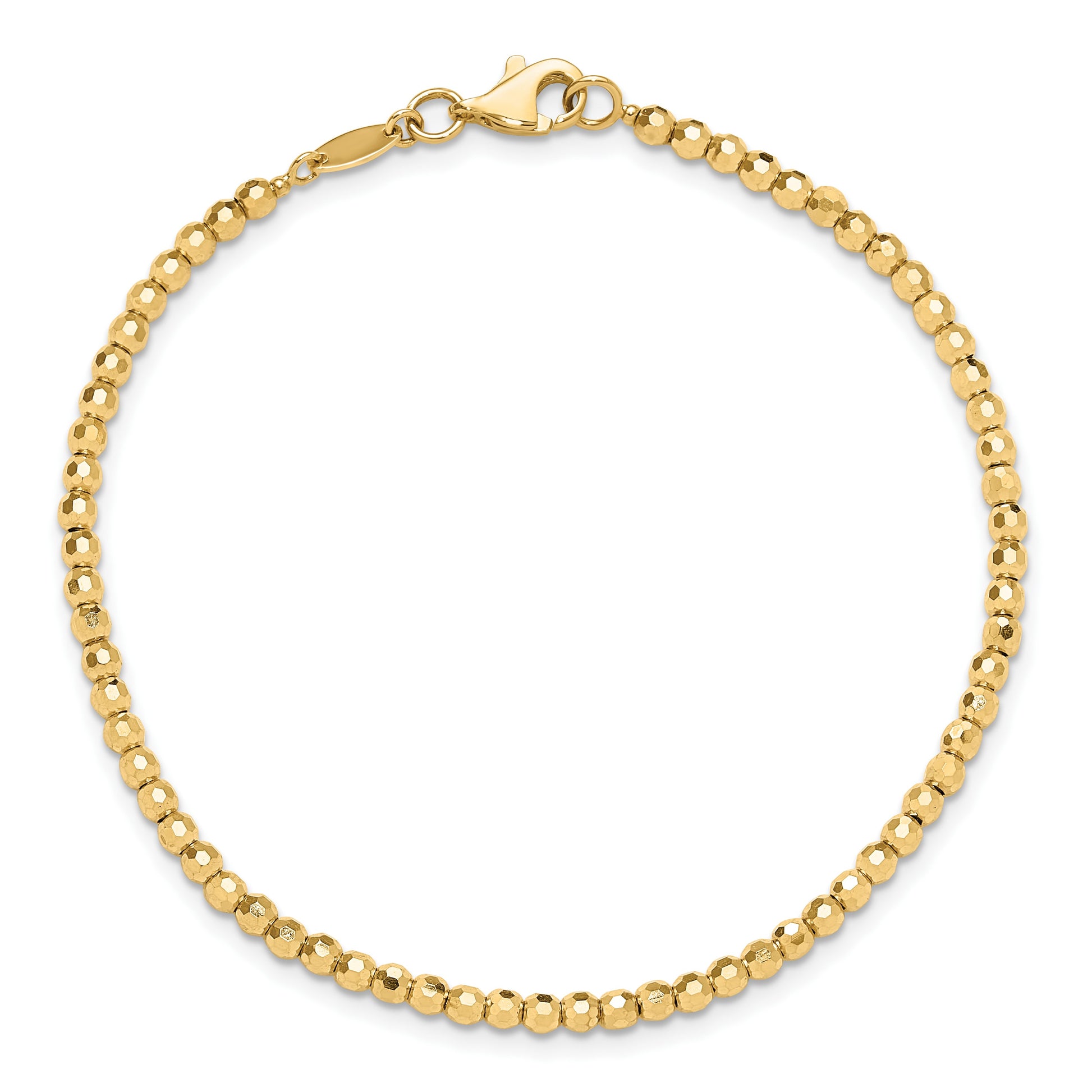 14K Polished and Diamond-cut Beaded 7.25 inch Bracelet
