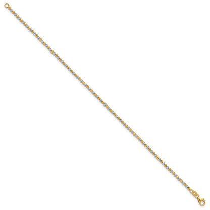 14K Two-tone Diamond-cut Beaded 7.5 inch Bracelet