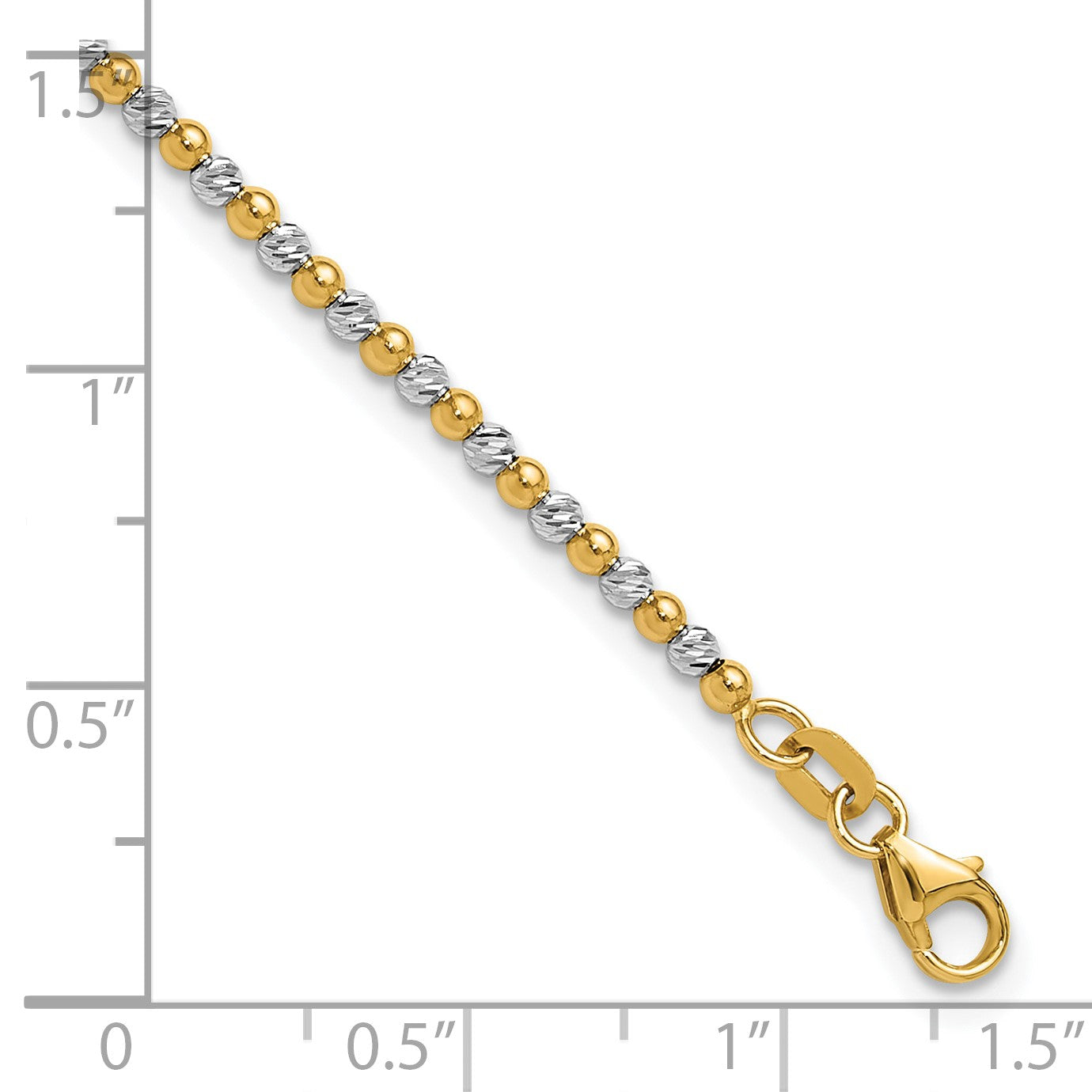 14K Two-tone Diamond-cut Beaded 7.5 inch Bracelet