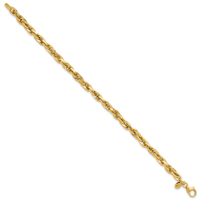 14K Polished 5mm Fancy Rope Link 7.5 inch Bracelet