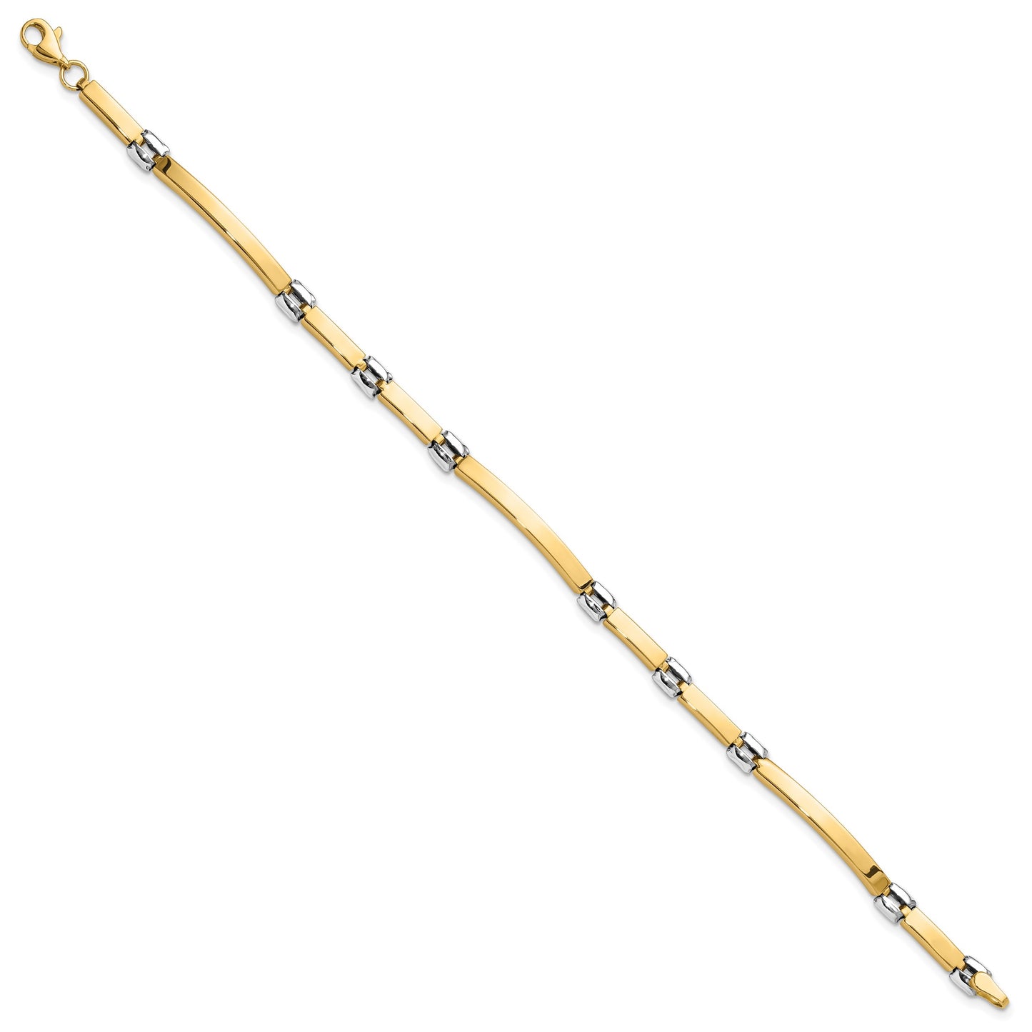 14K Two-tone Polished 4.5mm Fancy Link and Bar 7.5 inch Bracelet