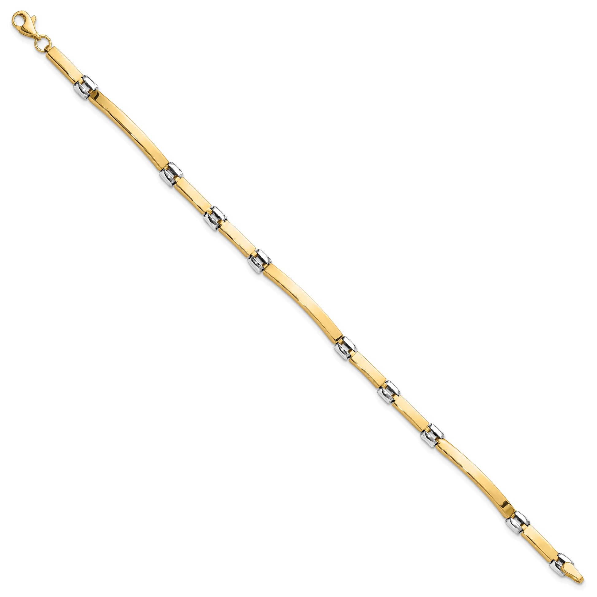 14K Two-tone Polished 4.5mm Fancy Link and Bar 7.5 inch Bracelet