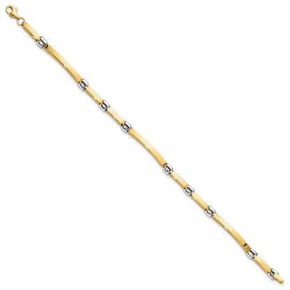 14K Two-tone Polished 4.5mm Fancy Link and Bar 7.5 inch Bracelet