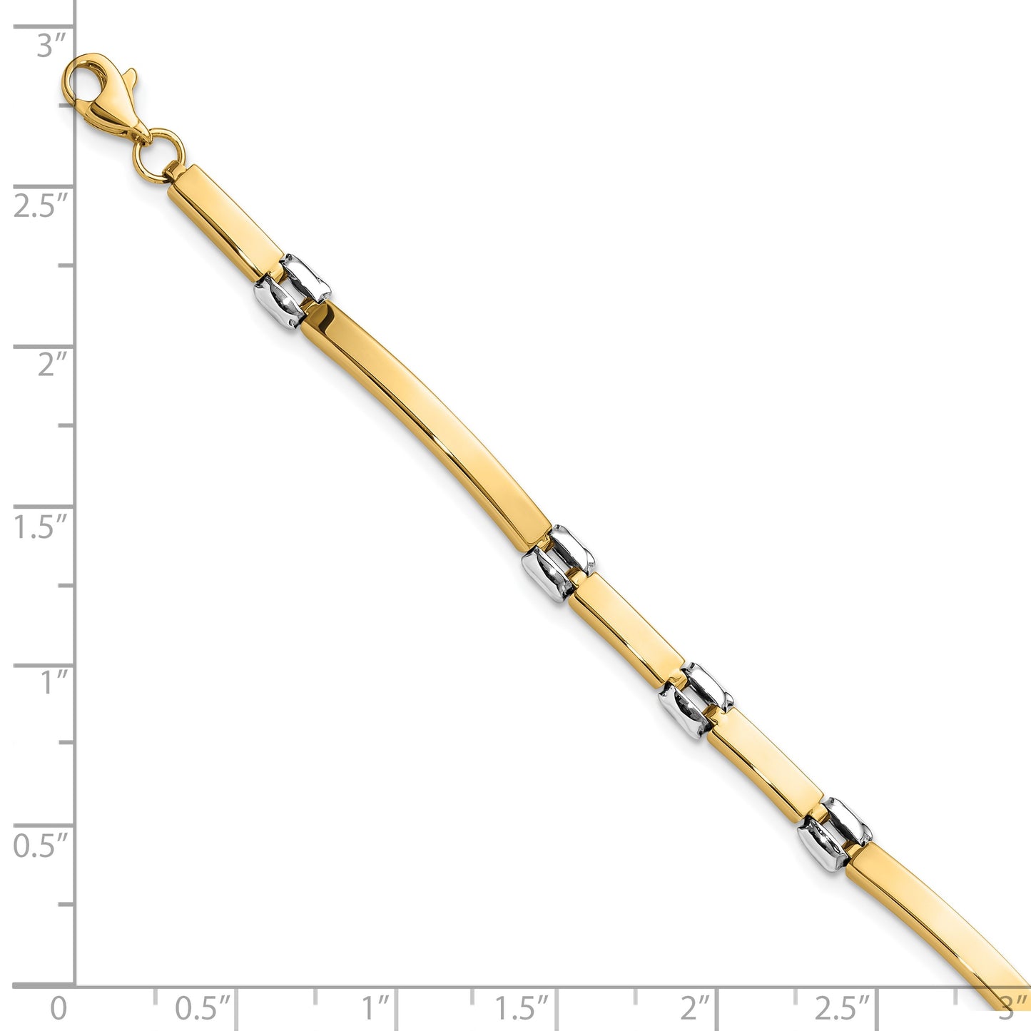 14K Two-tone Polished 4.5mm Fancy Link and Bar 7.5 inch Bracelet