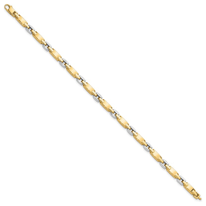 14K Two-tone Polished 4.8mm Fancy Link 7.5 inch Bracelet