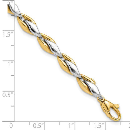 14K Two-tone Polished 5.6mm Fancy Link 7.5 inch Bracelet