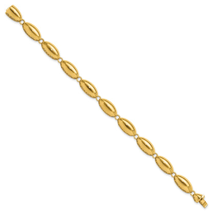 14k Polished 8.2mm Fancy Oval Link 7.5 inch Bracelet