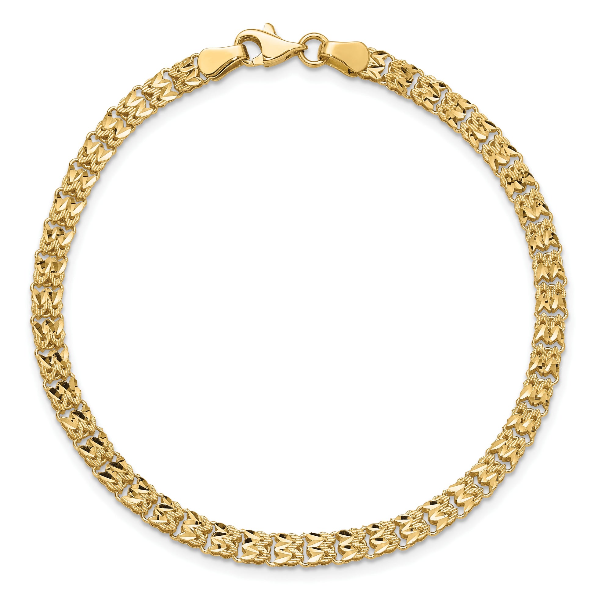 14K Polished and Diamond-cut 3.9mm Fancy Link 7.75 inch Bracelet