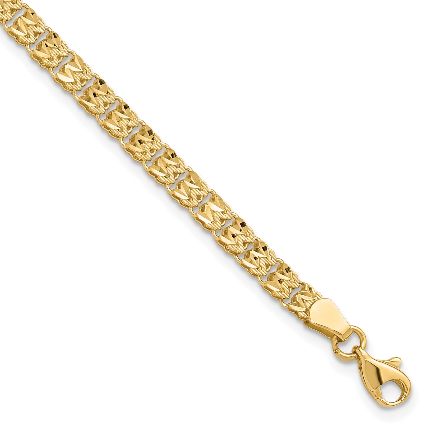 14K Polished and Diamond-cut 3.9mm Fancy Link 7.75 inch Bracelet