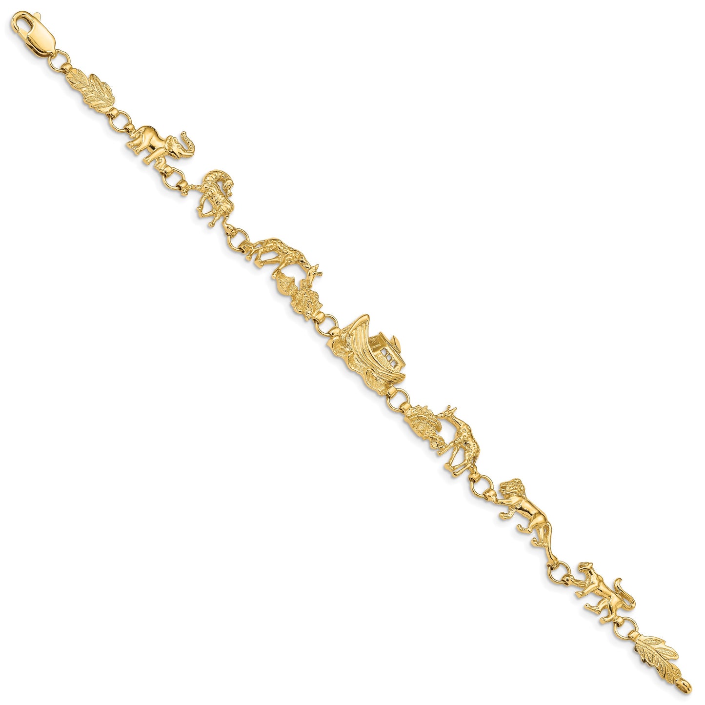 14k Polished Noahs Ark 7 inch Bracelet