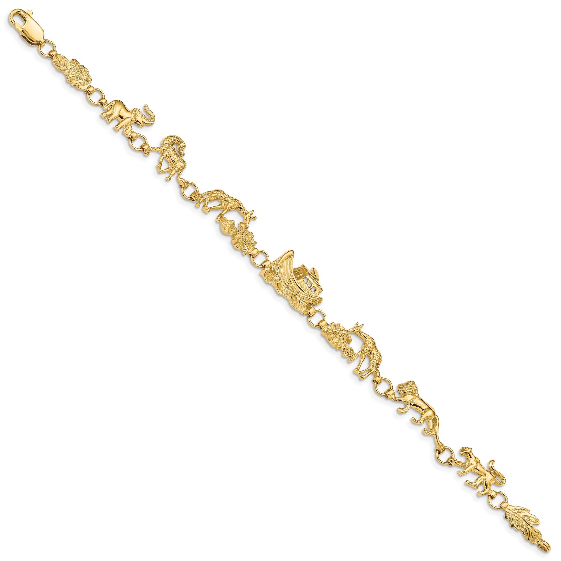 14k Polished Noahs Ark 7 inch Bracelet