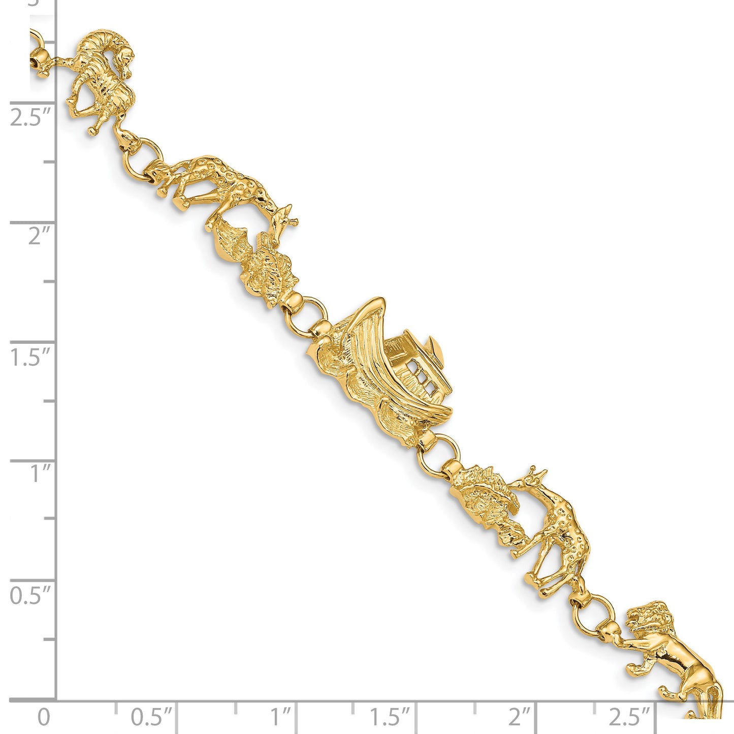 14k Polished Noahs Ark 7 inch Bracelet