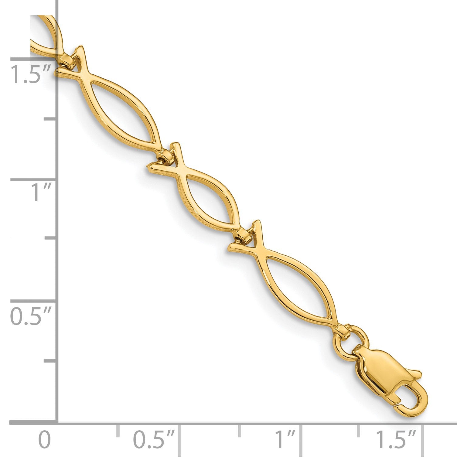 14k 5mm Religious Ichthus (Fish) 7 inch Bracelet
