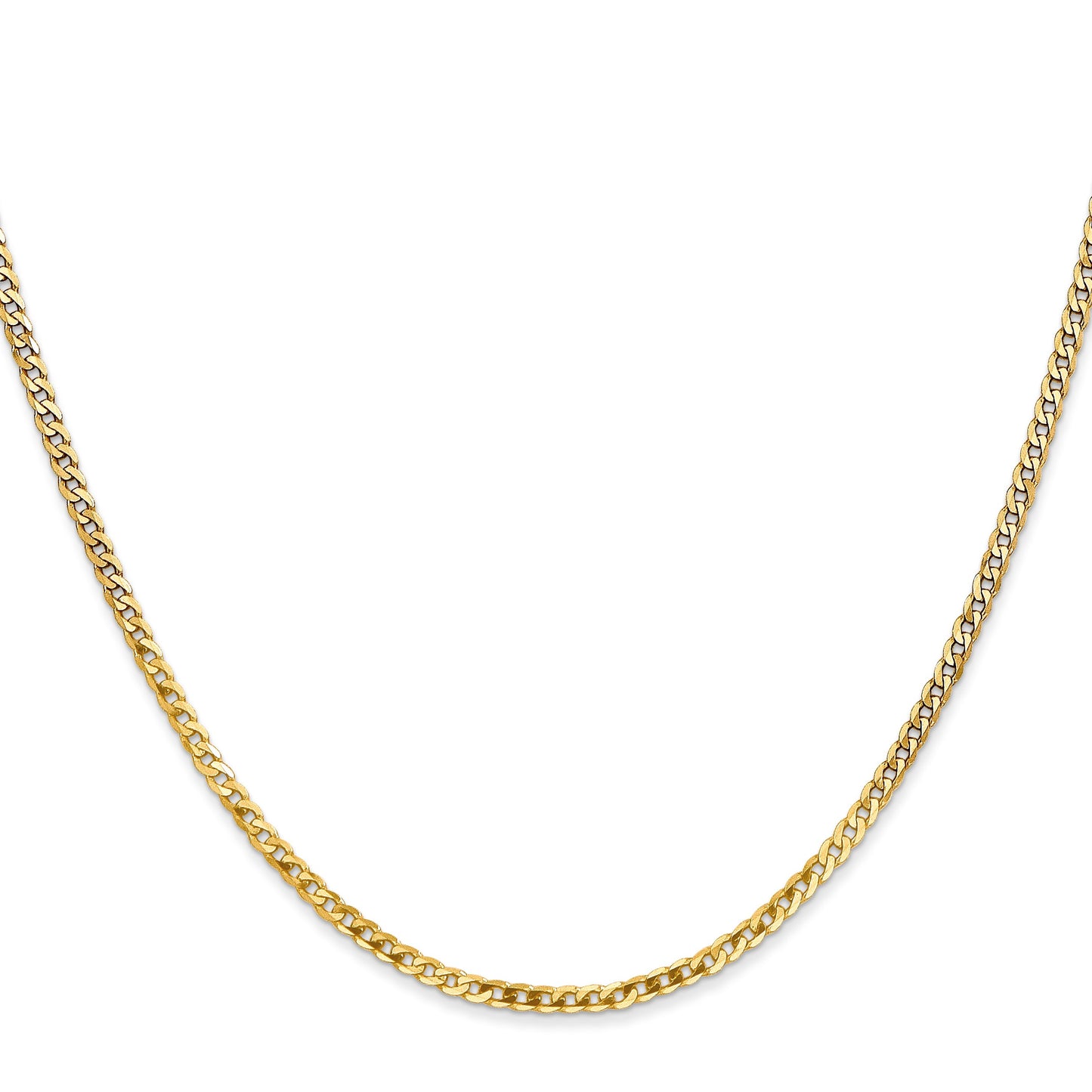 14K 28 inch 2.2mm Flat Beveled Curb with Lobster Clasp Chain