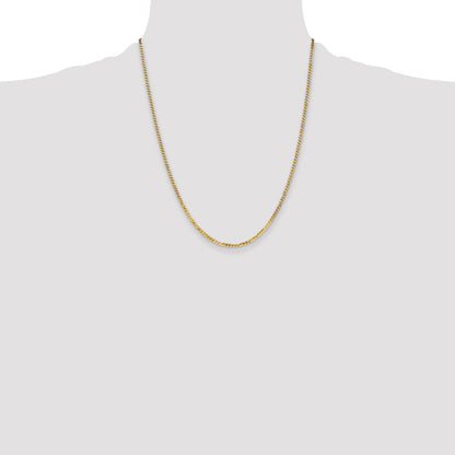 14K 22 inch 2.2mm Flat Beveled Curb with Lobster Clasp Chain