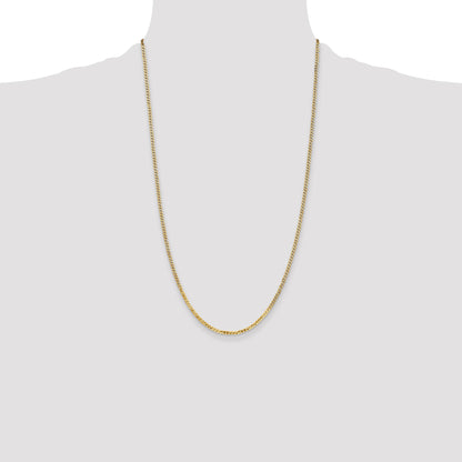 14K 26 inch 2.2mm Flat Beveled Curb with Lobster Clasp Chain