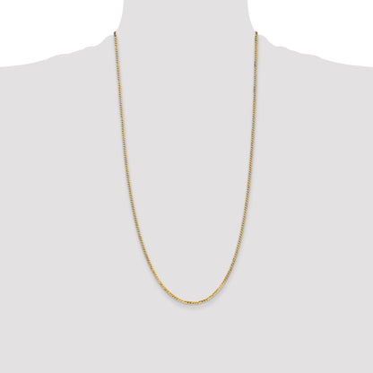14K 28 inch 2.2mm Flat Beveled Curb with Lobster Clasp Chain