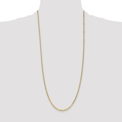 14K 30 inch 2.2mm Flat Beveled Curb with Lobster Clasp Chain