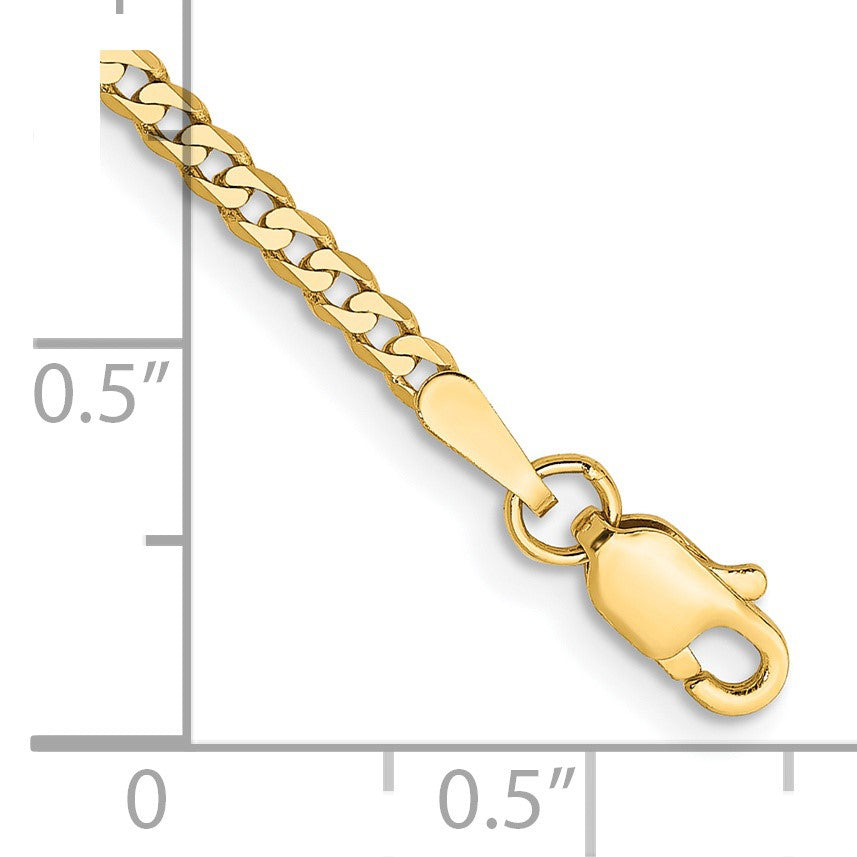 14K 8 inch 2.2mm Flat Beveled Curb with Lobster Clasp Bracelet