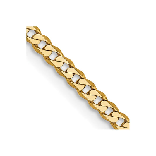 14K 20 inch 2.2mm Flat Beveled Curb with Lobster Clasp Chain