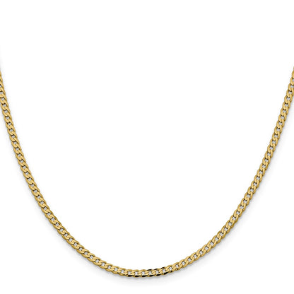 14K 20 inch 2.3mm Flat Beveled Curb with Lobster Clasp Chain