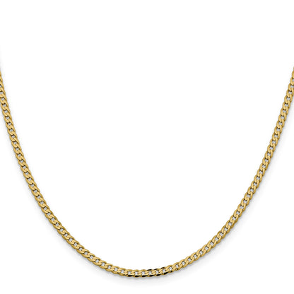 14K 26 inch 2.3mm Flat Beveled Curb with Lobster Clasp Chain