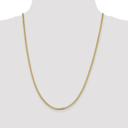 14K 24 inch 2.3mm Flat Beveled Curb with Lobster Clasp Chain
