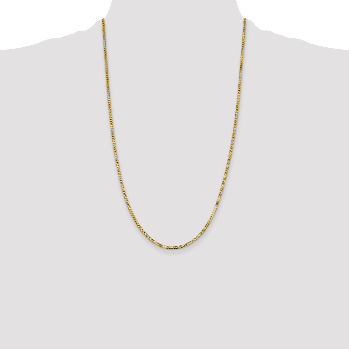 14K 26 inch 2.3mm Flat Beveled Curb with Lobster Clasp Chain
