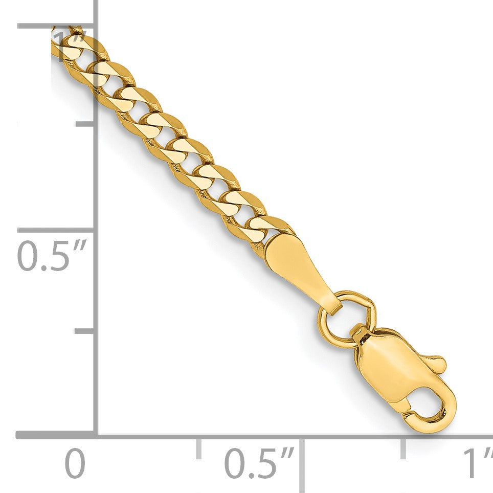 14K 9 inch 2.3mm Flat Beveled Curb with Lobster Clasp Anket
