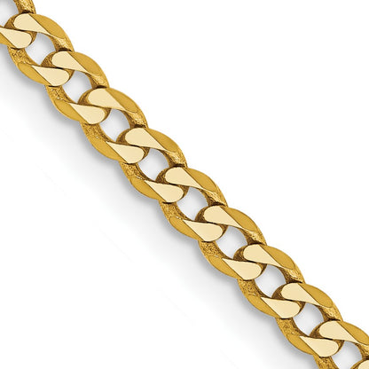 14K 30 inch 2.3mm Flat Beveled Curb with Lobster Clasp Chain
