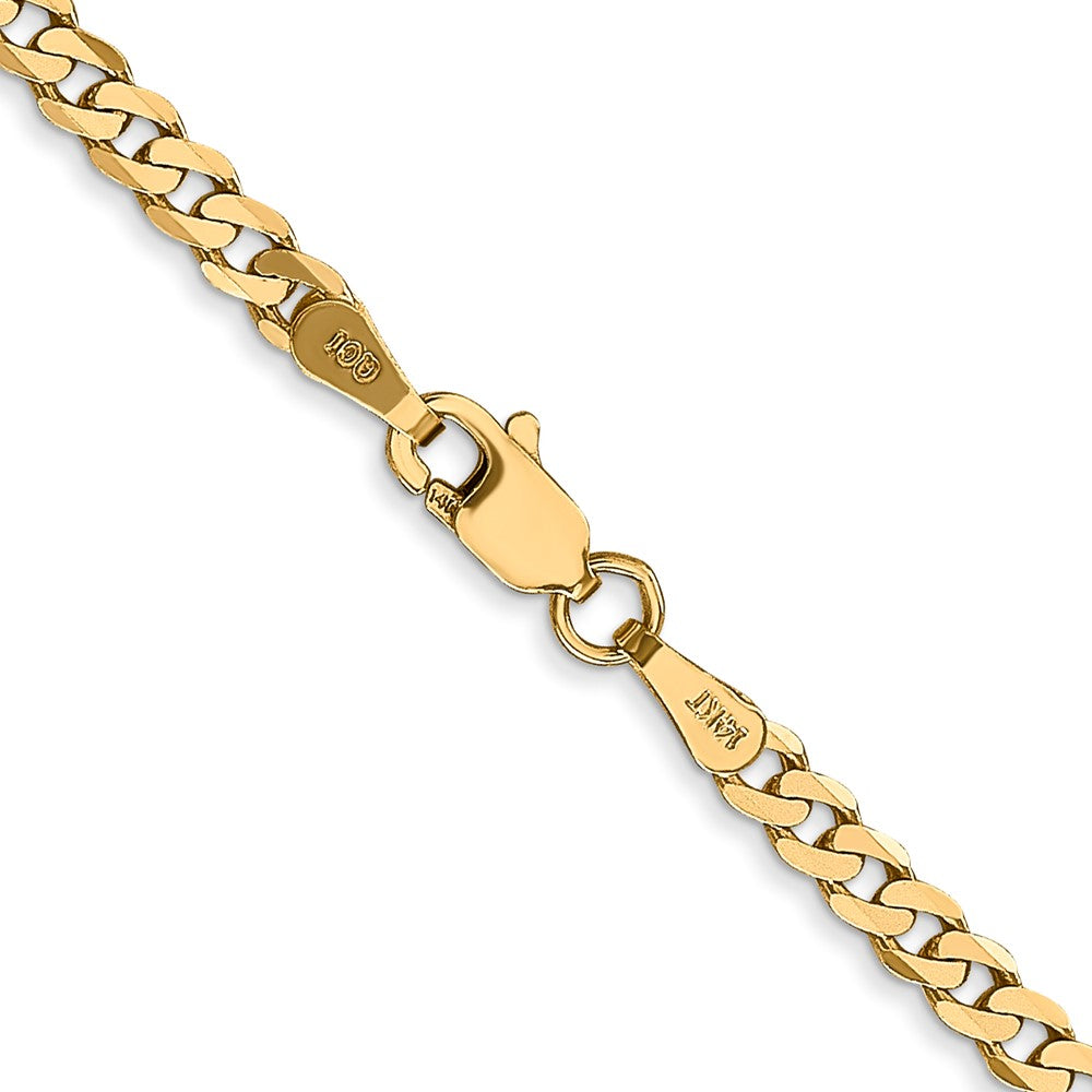 14K 16 inch 2.9mm Flat Beveled Curb with Lobster Clasp Chain