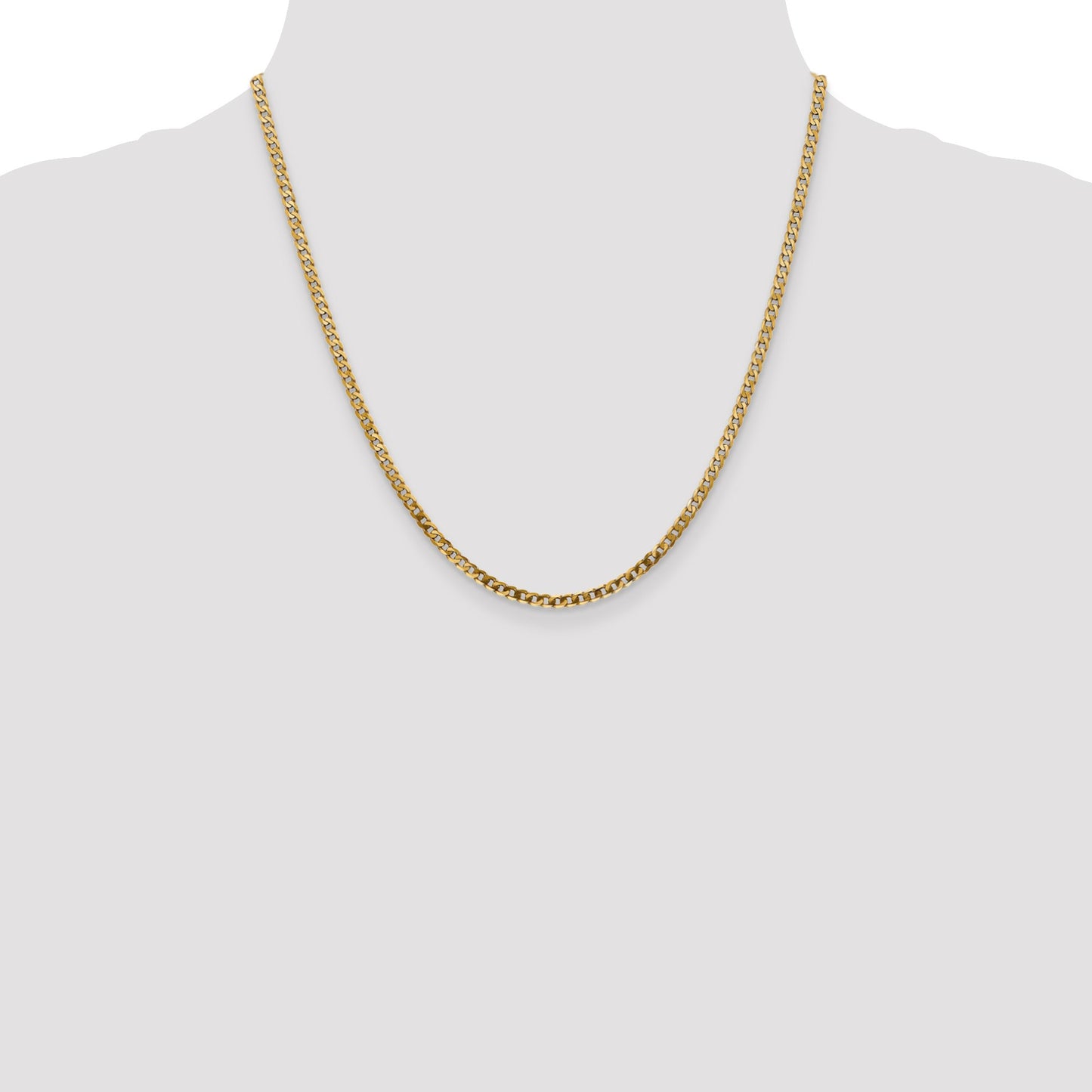 14K 20 inch 2.9mm Flat Beveled Curb with Lobster Clasp Chain