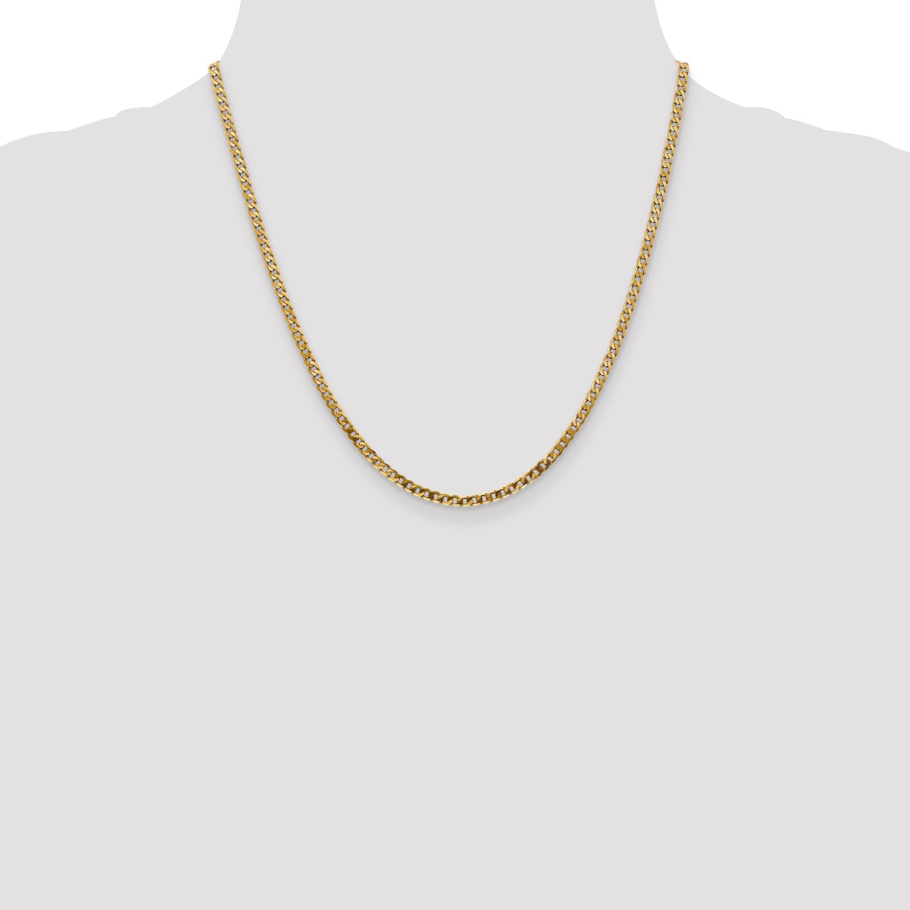 14K 20 inch 2.9mm Flat Beveled Curb with Lobster Clasp Chain