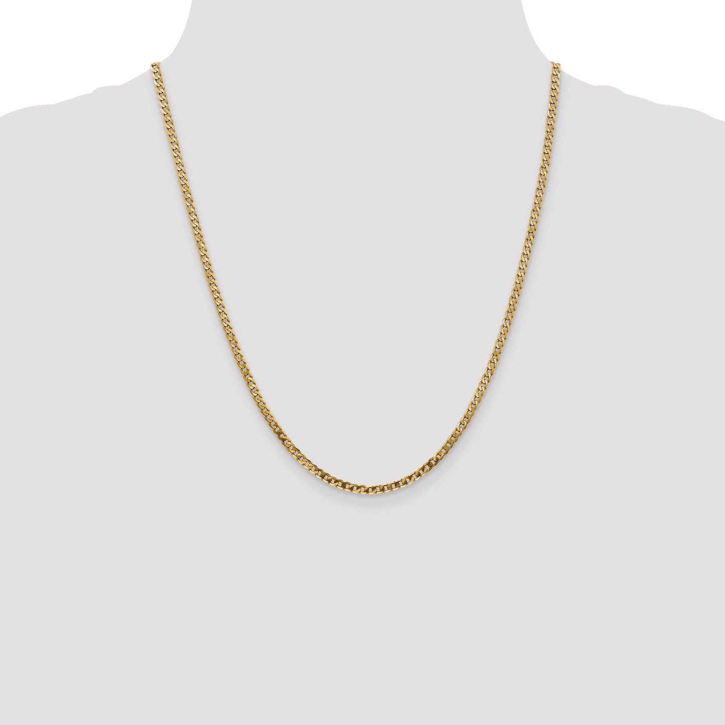 14K 22 inch 2.9mm Flat Beveled Curb with Lobster Clasp Chain