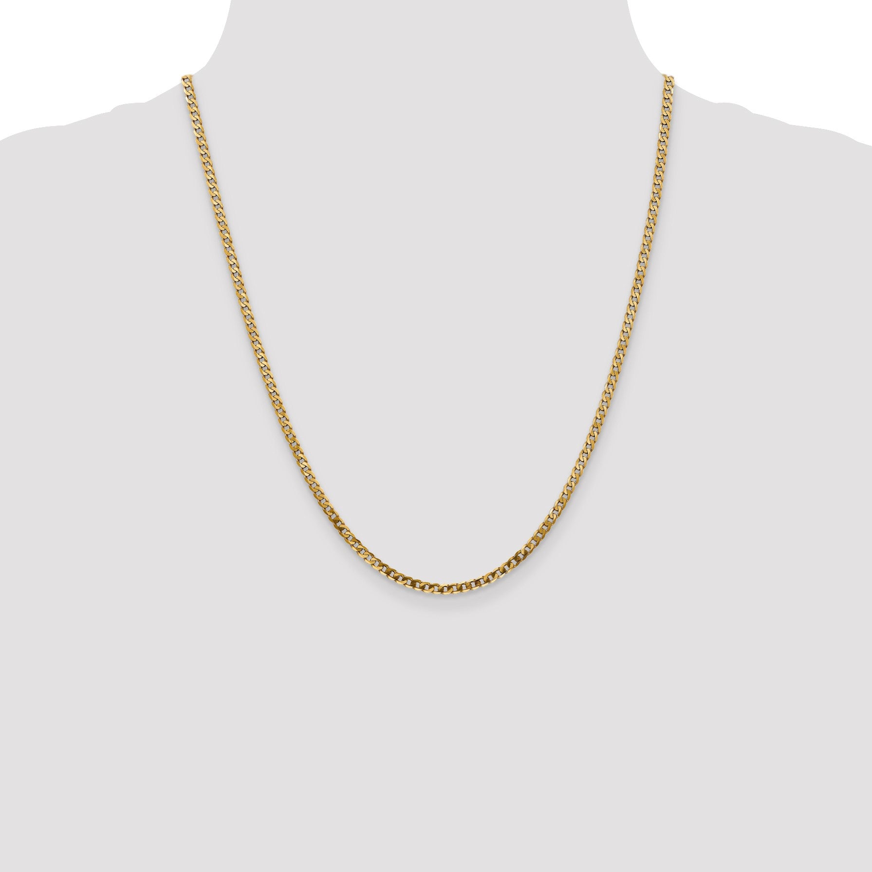 14K 22 inch 2.9mm Flat Beveled Curb with Lobster Clasp Chain