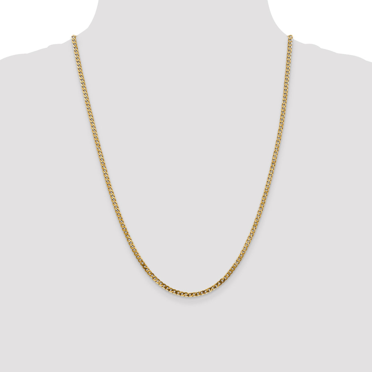 14K 24 inch 2.9mm Flat Beveled Curb with Lobster Clasp Chain
