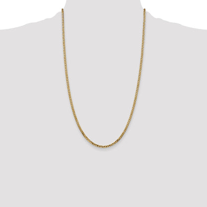 14K 26 inch 2.9mm Flat Beveled Curb with Lobster Clasp Chain