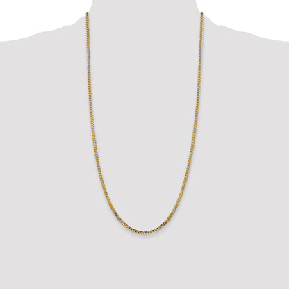 14K 28 inch 2.9mm Flat Beveled Curb with Lobster Clasp Chain