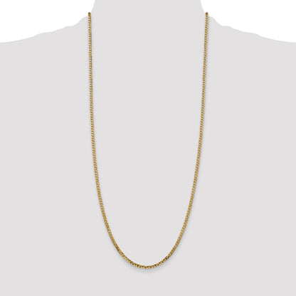14K 30 inch 2.9mm Flat Beveled Curb with Lobster Clasp Chain